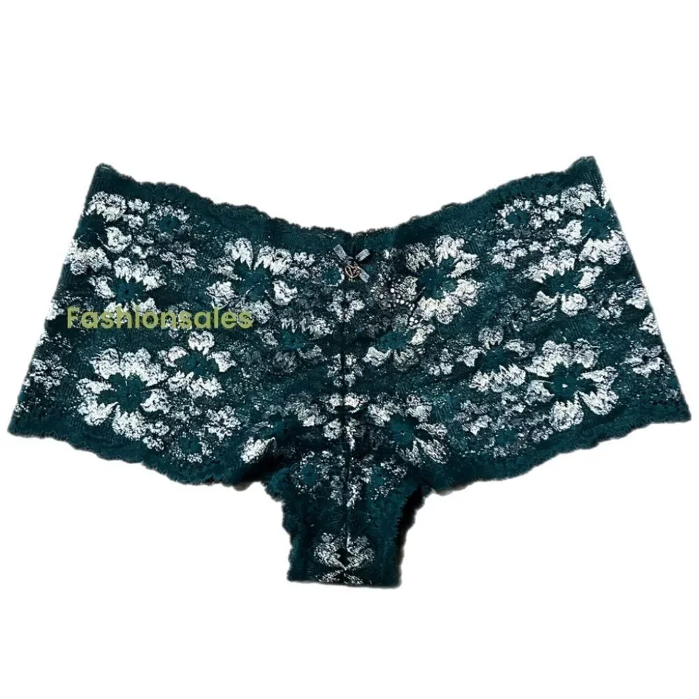 Victoria’s Secret Body metallic lace Shortie panty green/ silver Small